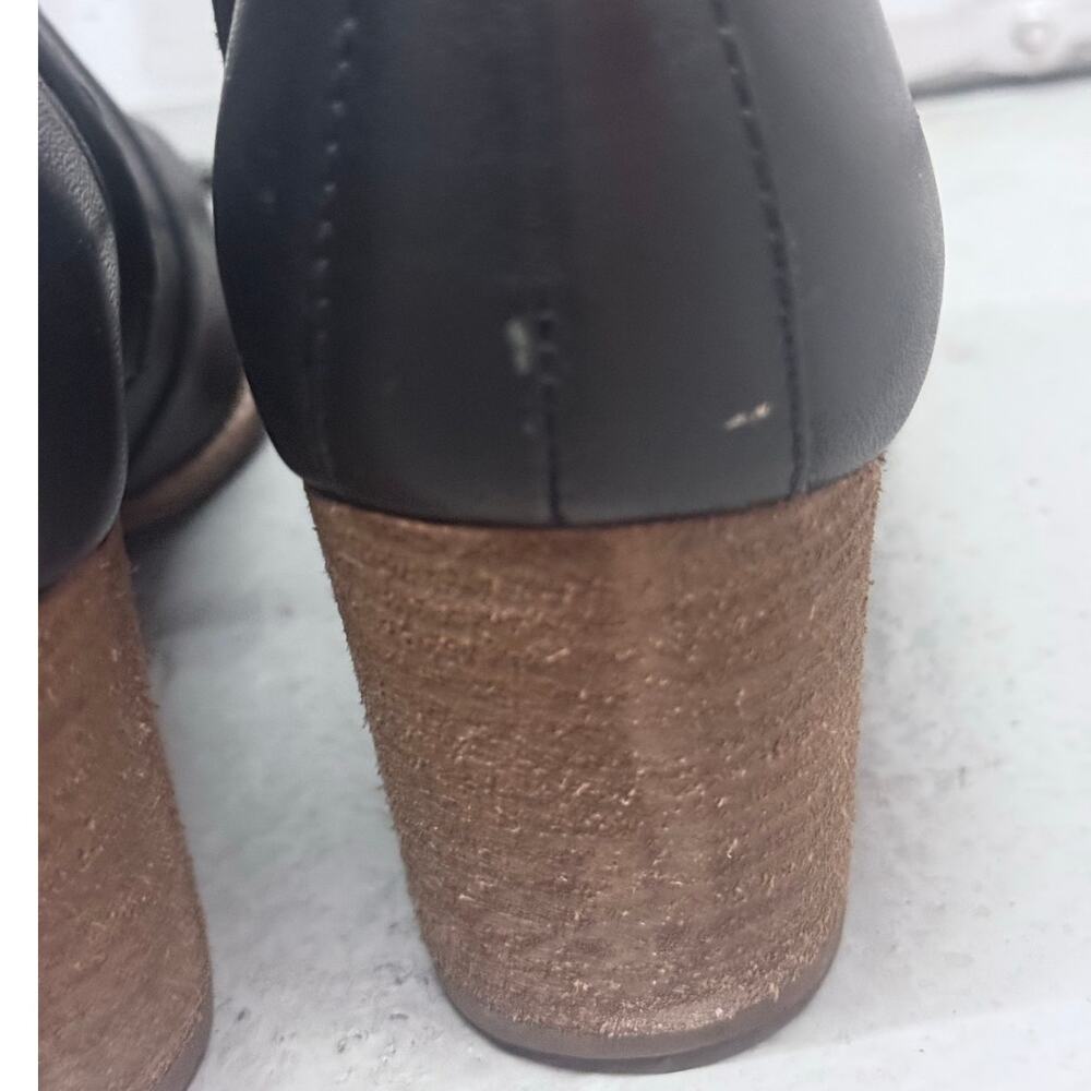 MADEWELL classic black leather brown block heel Brenner zip short bootie boot - Picture 10 of 11